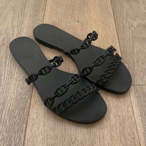 Hermes Chaine d'Ancre Rubber Sandals Slip On Black Size 40 slides